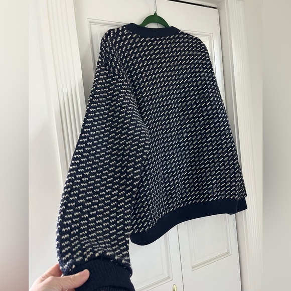 L.L BEAN Men’s Sweater size L wool blend navy and cream Vintage made in Norway - Picture 6 of 8